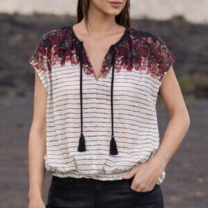 Mes Demoiselles Striped Tassel Blouse One Size